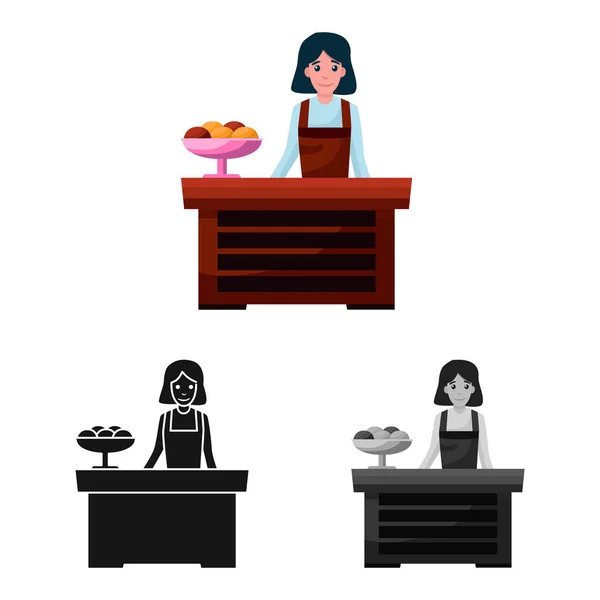 Vektor design av bord och kaka logotyp. Uppsättning tabell och kvinna lager vektor illustration. — Stock vektor