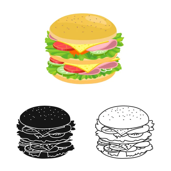 Ilustração vetorial do sinal de pão e hambúrguer. Gráfico de bun e ícone de vetor de peru para estoque . — Vetor de Stock