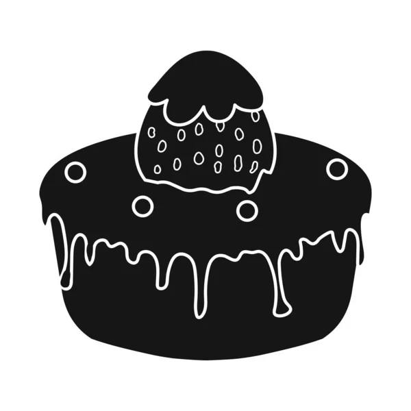 Vektorová ilustrace dortu a narozeninového loga. Sada dort a čokoládový vektor ikona na skladě. — Stockový vektor