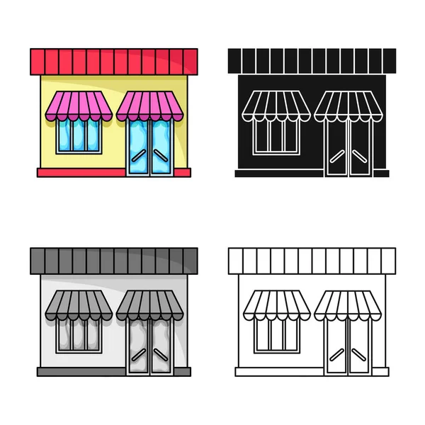 Objet isolé de magasin et logo d'épicerie. Collection d'illustration vectorielle de stock de magasin et façade . — Image vectorielle