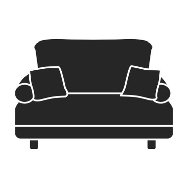 Koltuk vektör simgesi. Siyah vektör simgesi beyaz arka planda izole edilmiş..