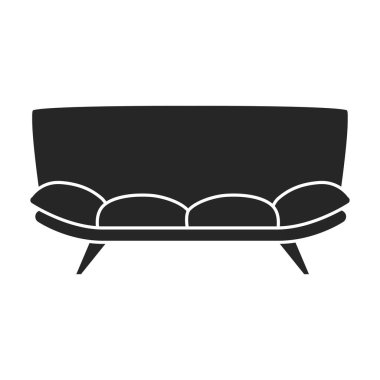 Koltuk vektör simgesi. Siyah vektör simgesi beyaz arka planda izole edilmiş..