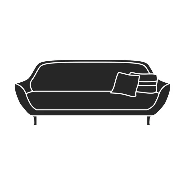 Sofa vektor ikon.Fekete vektor ikon elszigetelt fehér háttér kanapé. — Stock Vector