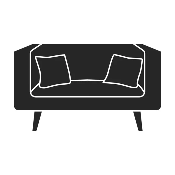 Диван вектор значок. Черный вектор значок изолирован на белом фоне дивана . — стоковый вектор