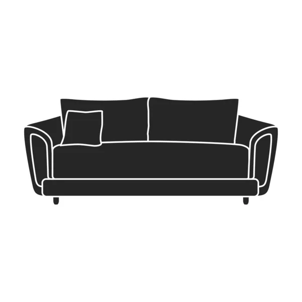 Sofa vektor ikon.Fekete vektor ikon elszigetelt fehér háttér kanapé. — Stock Vector