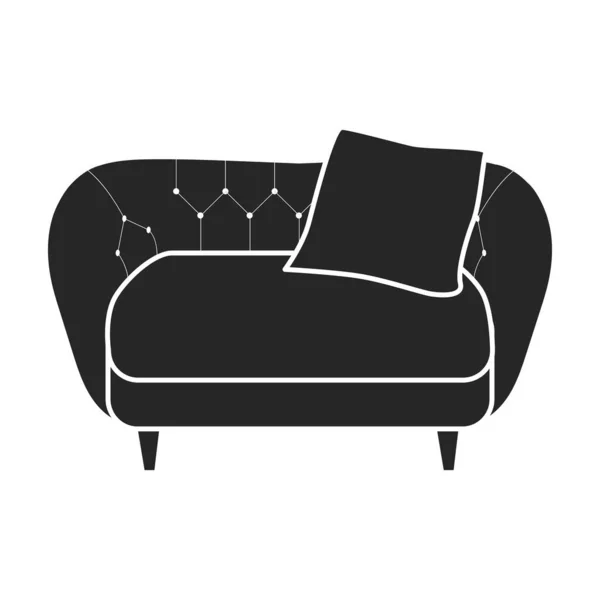 Sofa vector icon.Black vector icon 은 흰색 배경 소파에서 분리 된다.. — 스톡 벡터