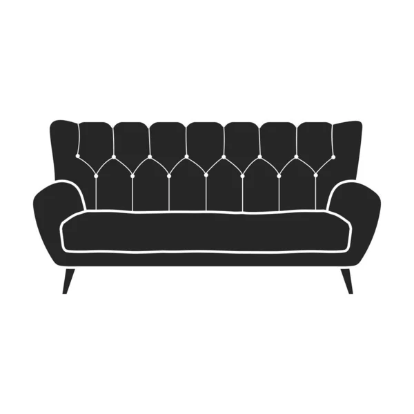 Sofa vektor ikon.Fekete vektor ikon elszigetelt fehér háttér kanapé. — Stock Vector