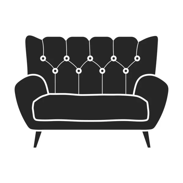 Sofa vector icon.Black vector pictogram geïsoleerd op witte achtergrond bank. — Stockvector