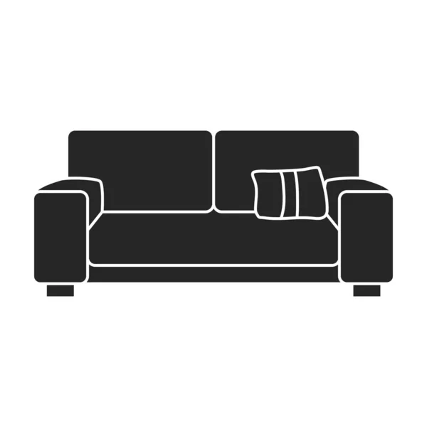 Sofa vektor ikon.Fekete vektor ikon elszigetelt fehér háttér kanapé. — Stock Vector