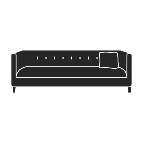 Sofa vektor ikon.Fekete vektor ikon elszigetelt fehér háttér kanapé. — Stock Vector