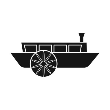 Vagon ve araba tabelasının vektör tasarımı. Yük arabasının grafiği ve stok için eski vektör simgesi.