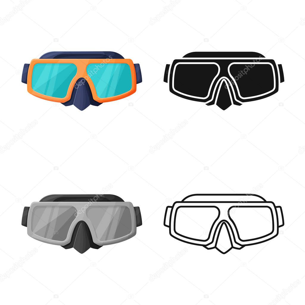 Isolated object of glasses and mask sign. Graphic of glasses and dive stock vector illustration.
