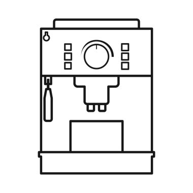 Kahve makinesi ve makine ikonunun izole edilmiş nesnesi. Stok için kahve makinesi ve yapıcı vektör simgesinin grafiği.