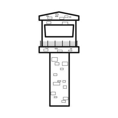 Gözetleme kulesi ve kule ikonunun vektör çizimi. Stok için izleme kulesi ve çan kulesi vektör simgesinin grafiği.
