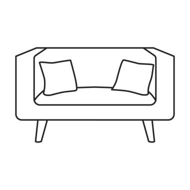 Kanepe vektör simgesi. Beyaz arka plan kanepesinde izole edilmiş çizgi vektör simgesi .