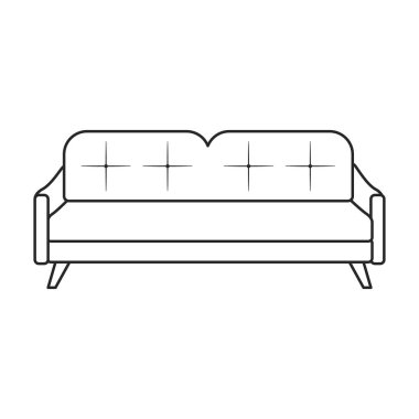 Kanepe vektör simgesi. Beyaz arka plan kanepesinde izole edilmiş çizgi vektör simgesi .