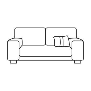 Kanepe vektör simgesi. Beyaz arka plan kanepesinde izole edilmiş çizgi vektör simgesi .