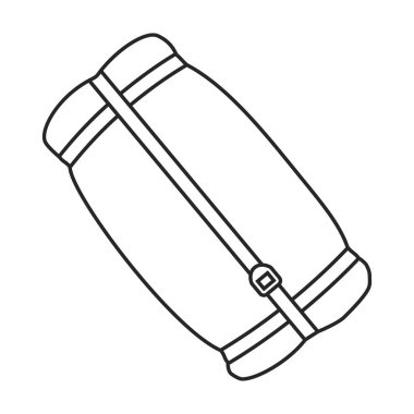 Uyku tulumu vektör simgesi. Beyaz arkaplanda izole edilmiş çizgi vektör simgesi.