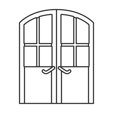 Kapı vektör simgesi. Beyaz arkaplan kapısında çizgi vektör simgesi izole edildi .