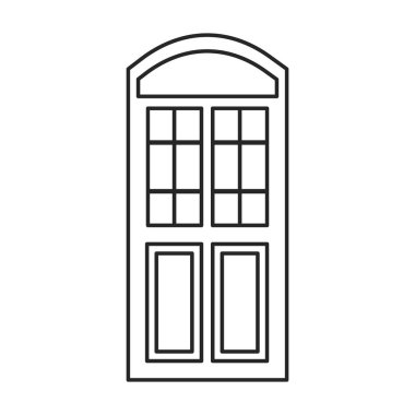 Kapı vektör simgesi. Beyaz arkaplan kapısında çizgi vektör simgesi izole edildi .