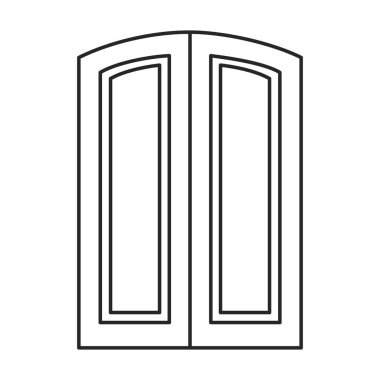 Kapı vektör simgesi. Beyaz arkaplan kapısında çizgi vektör simgesi izole edildi .