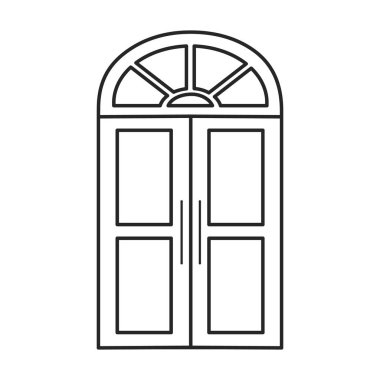 Kapı vektör simgesi. Beyaz arkaplan kapısında çizgi vektör simgesi izole edildi .