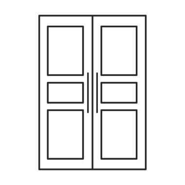 Kapı vektör simgesi. Beyaz arkaplan kapısında çizgi vektör simgesi izole edildi .