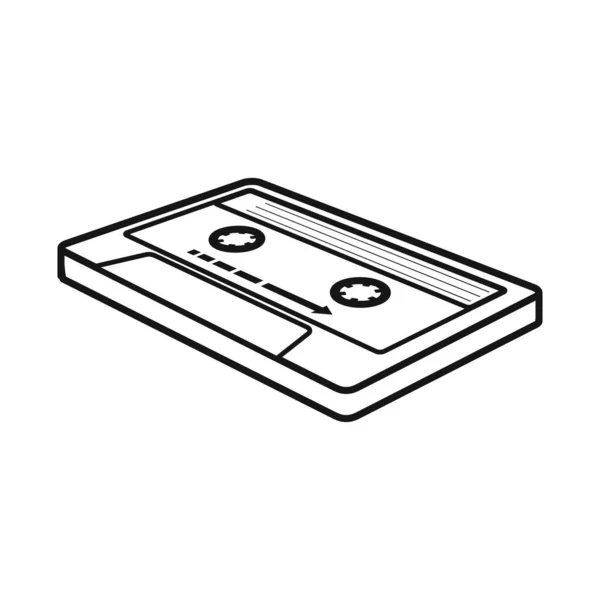 カセットとオーディオロゴの分離されたオブジェクト。Web用カセット・テープストック記号のグラフィック. — ストックベクタ
