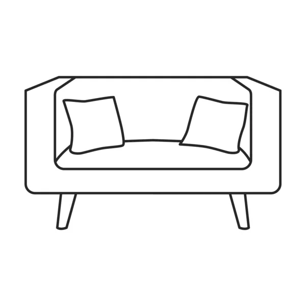 Soffa vektor ikon.Linje vektor ikon isolerad på vit bakgrund soffa . — Stock vektor