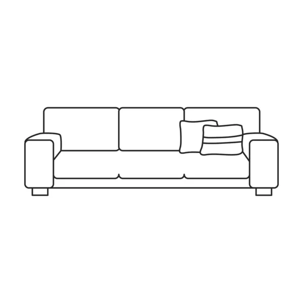 Icône vectorielle du canapé.Icône vectorielle ligne isolée sur fond blanc canapé  . — Image vectorielle