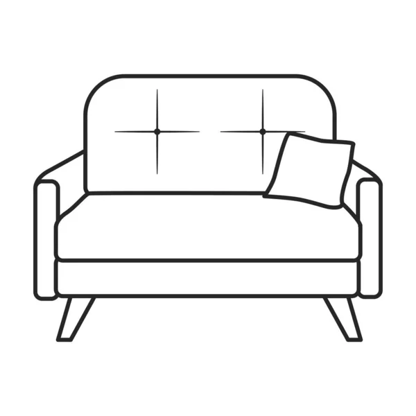 Sofa vektor ikon.Line vektor ikon elszigetelt fehér háttér kanapé . — Stock Vector