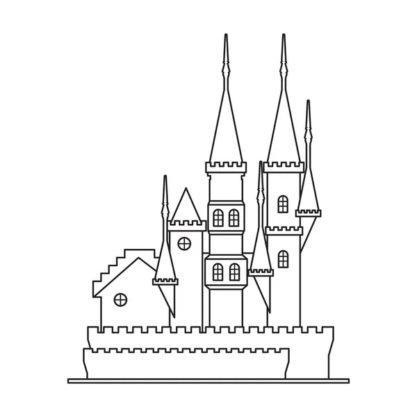 Средневековый вектор замка icon.Line икона вектора изолированы на белом фоне средневекового замка . — стоковый вектор