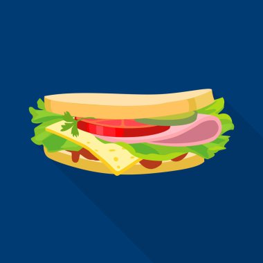Ekmek ve hamburger logosunun ayrı bir objesi. Web için ekmek ve sandviç amblemi grafiği.
