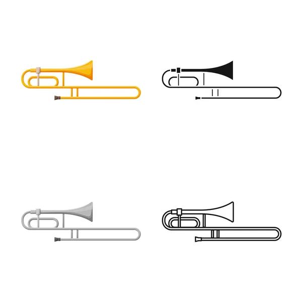 Vektorillustration av kornet- och rörtecken. Webb inslag av cornet och tuba vektor ikon för lager. — Stock vektor