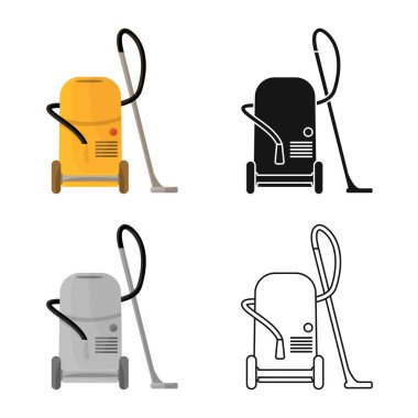 Temizlik ve elektrik süpürgesinin izole edilmiş nesnesi. Stok için temiz ve temiz vektör simgesi koleksiyonu.