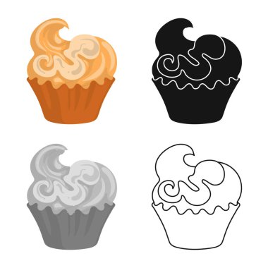 Ayrı bir kek ve kek sembolü. Pasta ve doğum günü stok temsili koleksiyonu.