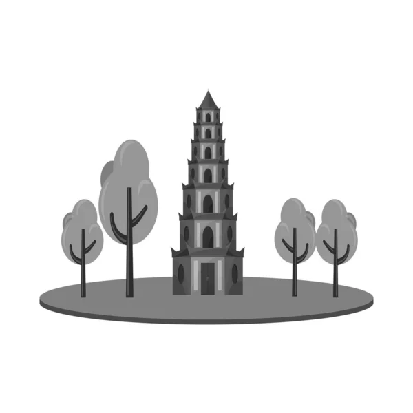 Ilustração vetorial do ícone da torre e do vietnam. Conjunto de torre e árvores símbolo de estoque para web . — Vetor de Stock