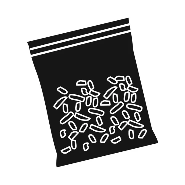 Ilustración vectorial de bolsa e icono de la droga. Elemento web de bolsa y símbolo de stock de plástico para web . — Archivo Imágenes Vectoriales