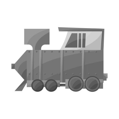 Tren ve eski logonun vektör tasarımı. Trenin web ögesi ve ağ için buhar deposu sembolü.