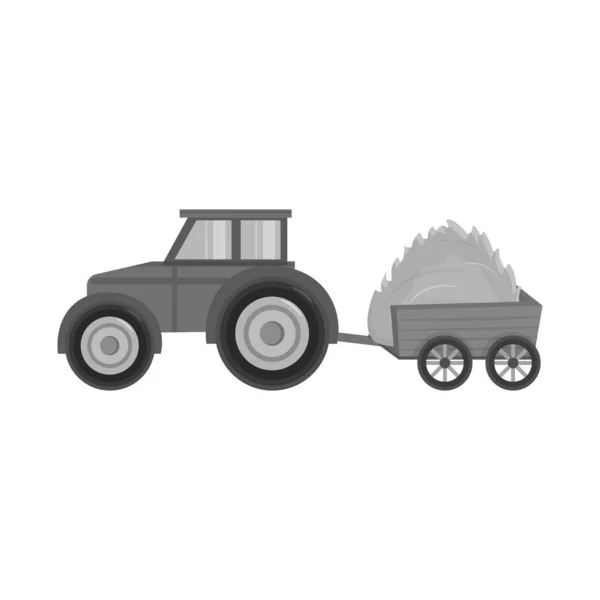 拖拉机和拖车标识的矢量设计.Set of tractor and hay vector icon for stock. — 图库矢量图片