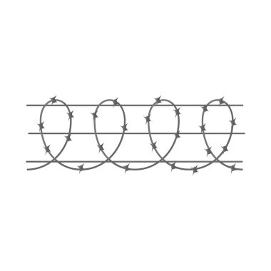 Dikenli tel ve tel logosu izole edilmiş. Ağ için dikenli tel ve çit sembolü web ögesi.