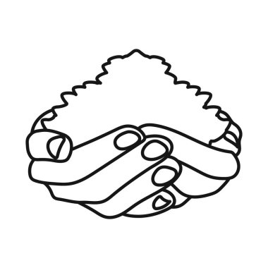 Tahıl ve el logosunun vektör çizimi. Tahıl ve ürün stok vektör çizimi kümesi.