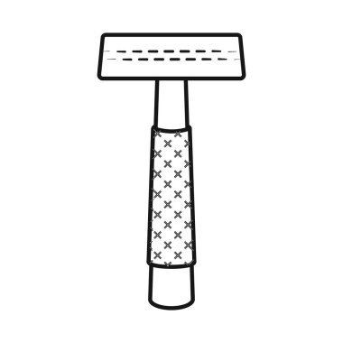 Ustura ve güvenlik simgesinin vektör çizimi. Tıraş bıçağı seti ve stok vektör çizimi.