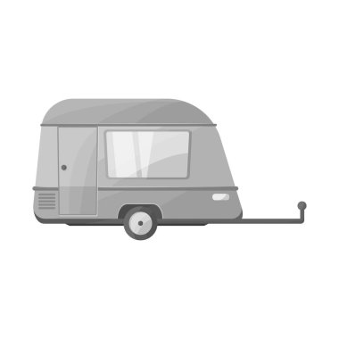 Karavan ve klasik logonun vektör çizimi. Web için karavan ve minibüs sembolü grafiği.