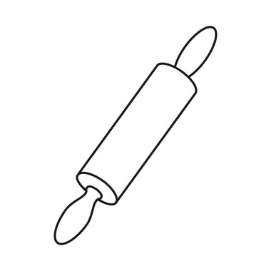 Merdane ve pişirme işaretiyle izole edilmiş nesne. Ağ için merdane ve hamur sembolü seti.