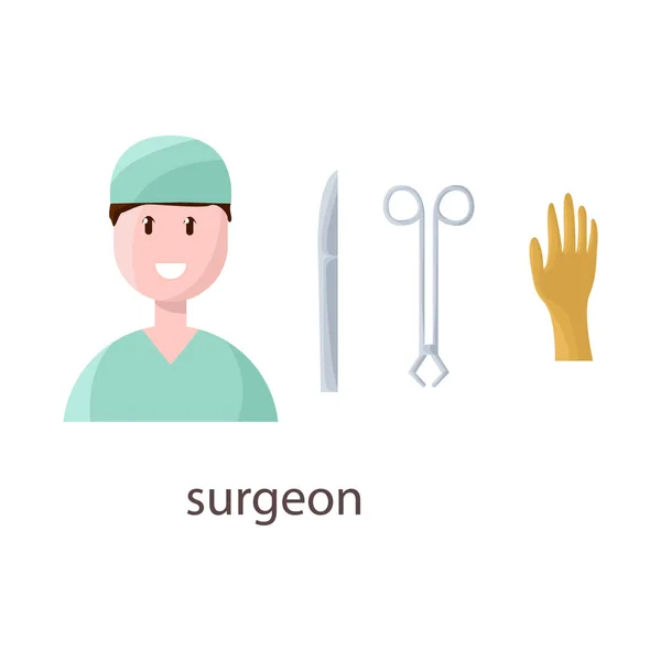 Ilustração vetorial do cirurgião e sinal de emergência. Coleta de cirurgião e símbolo de estoque de operação para web. —  Vetores de Stock
