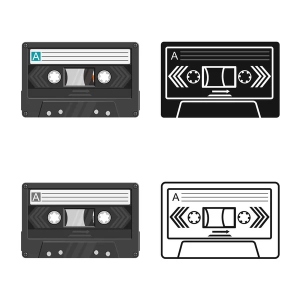 Geïsoleerd object van cassette en tape icoon. Grafiek van cassette en reel voorraad vector illustratie. — Stockvector