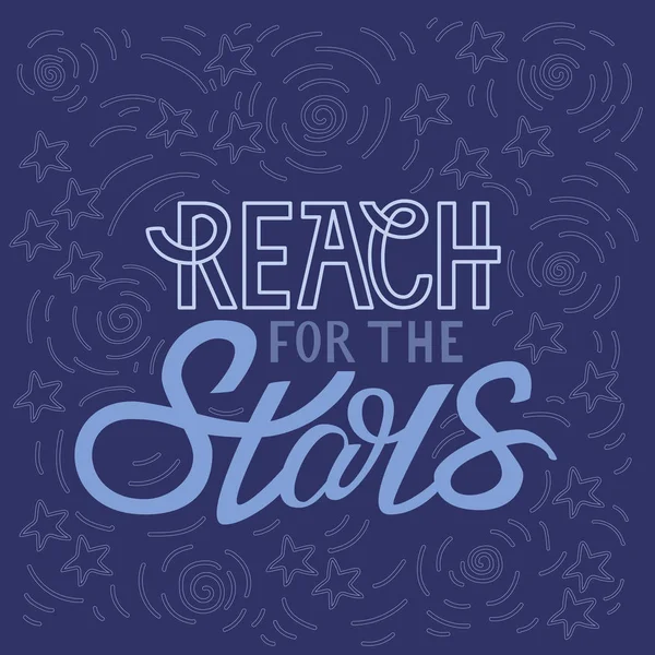 Alcanza las estrellas. Poste motivacional estilo Doodle — Vector de stock