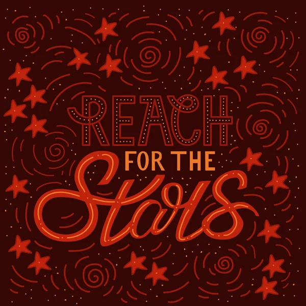 Alcanza las estrellas. Poste motivacional estilo Doodle — Vector de stock