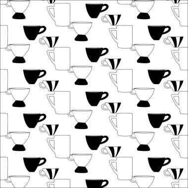 Dikişsiz desen çay bardağı. Siyah ve beyaz Dikişsiz desen çay bardağı vintage tarzı. 